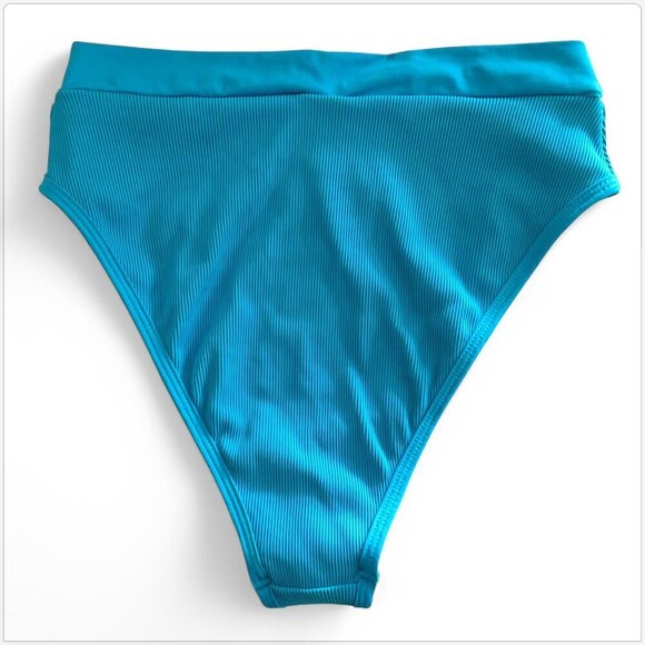 L*Space Electric Blue Frenchi Bitsy Bikini Swim Bottom Ribbed High Rise NWT L - Picture 3 of 5